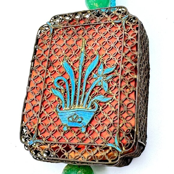 Norigae Style Joseon Incense Box Ornament Silk Kingfisher Chinese? Art - Picture 12 of 12